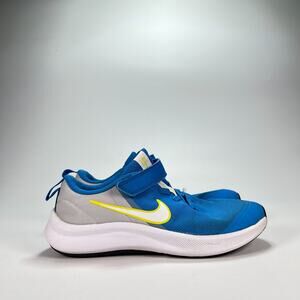Nike Star Runner 3 Blue Gray Hook & Loop Running Shoes DA2777-009 Youth Size 3Y